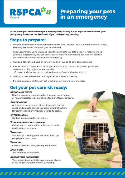 RSPCA Pet Preparation Sheet